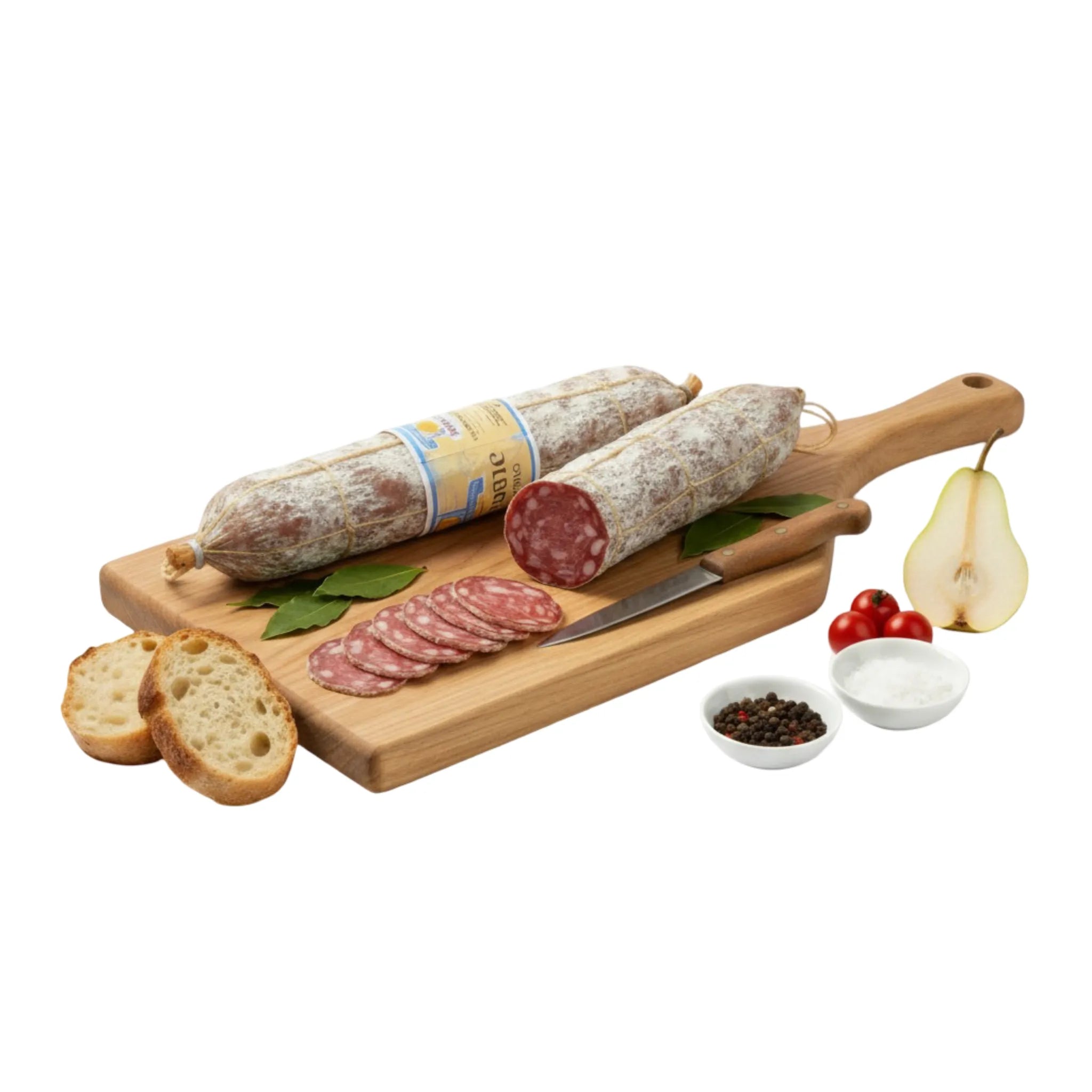 Salame Felino Aurora su sfondo bianco