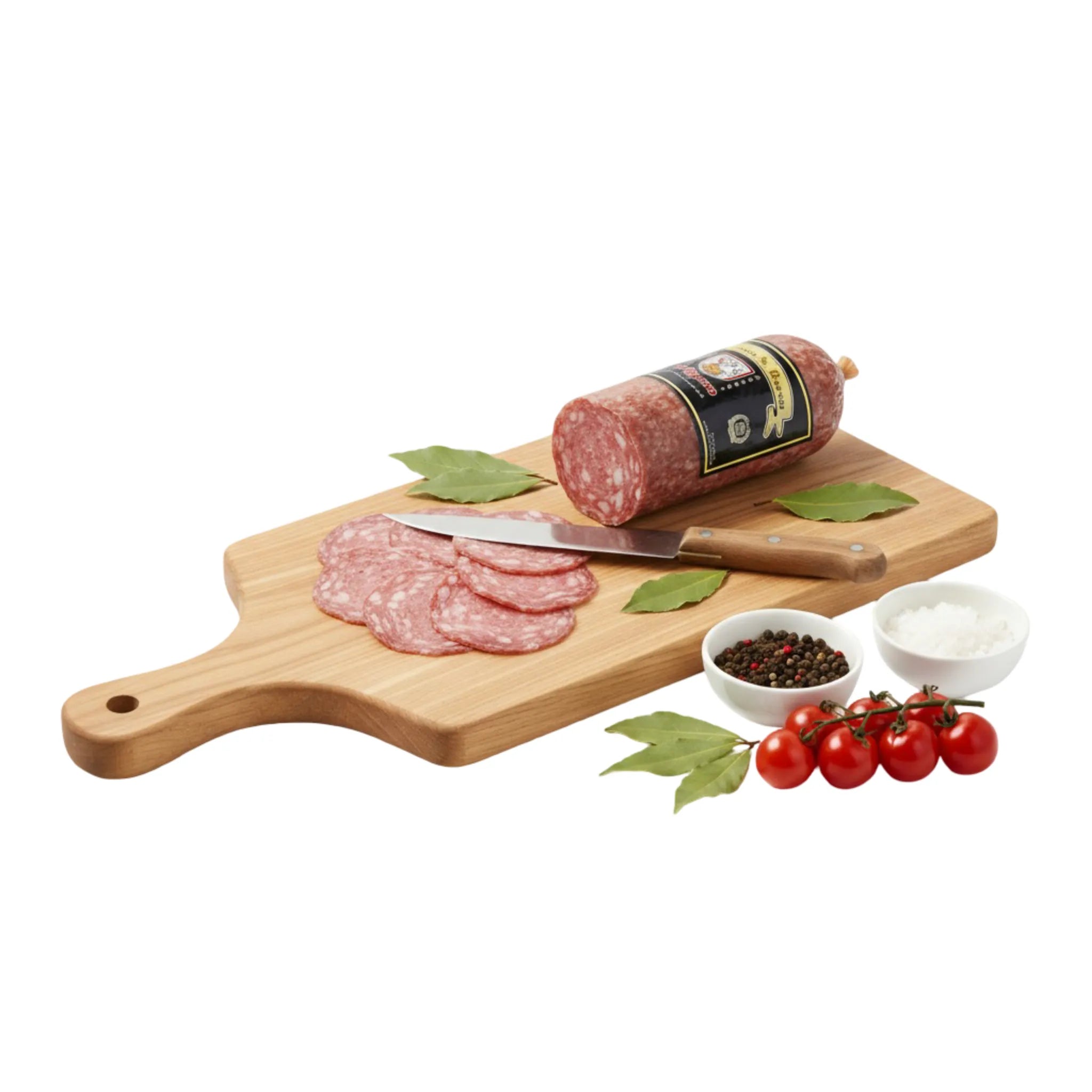 Il Salame Milano San Rocco su sfondo bianco